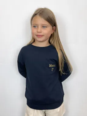 Baumwoll-Sweatshirt mit gestickter Botschaft für Mädchen