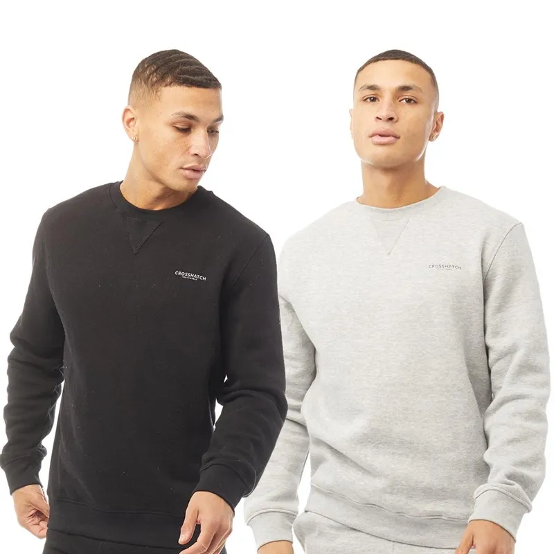 Crosshatch Herren Traymax Sweatshirt Schwarz