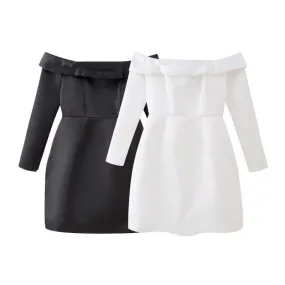 Off-shoulder Kurzes Langärmeliges Kleid
